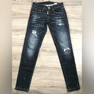 DSQUARED2 Women's Dark Blue Distressed Skinny Jeans